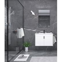 Orka Trio 100 Cm Beyaz Kapaklı Havluluklu Banyo Dolabı Takımı Beyaz