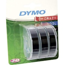 Dymo Kabartma Şerit 9 MM x 3 M 3'lü Siyah