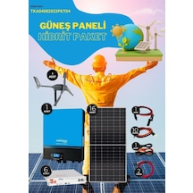 Güneş Enerjisi Hibrit Paket 7.2 Kva İnverter 450 Watt Güneş Paneli 48 Volt 50 Amper Lityum Akü İ-2000w 48v Rüzgar Türbini + Hibrit Şarj Kontrol