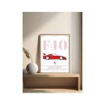 Ferrari F40 Ahşap Çerçeveli Tablo Çok Renkli - 864564008 Çok Renkli