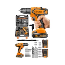 Steiner Kupfer Darbeli 58 V 5 Ah Çift Akülü Vidalama Matkap Turuncu + 24 Parça Set