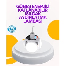 Solar Enerjili Katlanabilir Led Kamp Bahçe Lambası Açık Gri