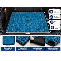 Universal 75x100 Cm Dijital Baskılı Oto Bagaj Halısı Kaymaz Tabanlı, Siyah Biyeli, Dekoratif Araç Bagaj Paspası 100cmx75cm