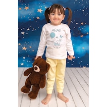 Pia Baby İsme Özel Erkek Çocuk Pijama Takımı %100 Pamuk Penye İsim Baskılı Kişiye Özel Çocuk Pijaması 20096s14pi Krem