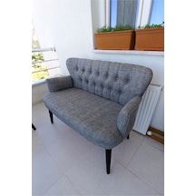 Azra Mobilya Ikili Balkon Koltugu - Kanepe - Keten Kumaş - Bekleme Koltugu - Açık Gri Açık Gri