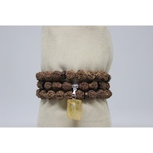 Sitrin Taşlı Rudraksha Tohum Dolama Bileklik 8Mm
