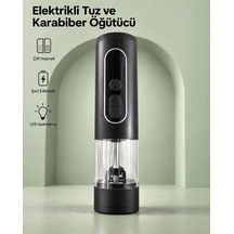 Çift Hazneli Şarj Edilebilir Elektrikli Tuz Ve Karabiber Öğütücü Siyah - Bayi Depom Diğer