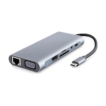 Büro Ev Ofis Cihazları İçin 11port Typec Hdtv Hdmı 4xusb3 Vga Audıo Lan Tf Sd Dönüştürücü