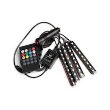 Araç Ayak Altı Led Lamba 12 Led 4 Lü Rgb Araç Içi Müziğe Duyarlı Aydınlatma Kumandalı 12 Led 4 Lü