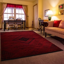 Afgan Türkmen Otantik Desenli Bordo Oturma Odası Salon Mutfak Halısı 5366a Zs72