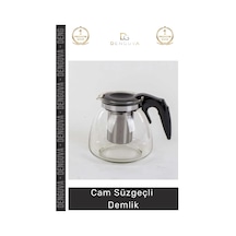 Demlik Isıya Dayanıklı Borosilikat Şeffaf Modern Tasarım Pratik Cam Süzgeçli Demlik 1.1 Litre Çok Renkli