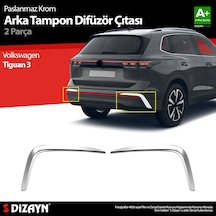 S-dizayn Vw Tiguan Krom Arka Tampon Difüzör Çıtası Oem Still 2 Prç. 2024 Üzeri A+ Kalite