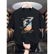 Uyguntarz Unisex Summer Vıbe Baskılı Tasarım Tshirt Siyah