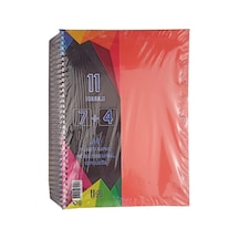 7+4 Ayraçlı Defter 11 Konulu 225 Yaprak 1 Adet 7 Kareli 4 Çizgili Spralli Plastik Kapak Seperatörlü Kırmızı