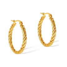 Sones Opk Ge960 1 Çift Paslanmaz Çelik Altın Kaplama Vintage Twist Küpe Altın