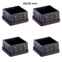 20x20 Mm Siyah Pvc Sandalye Sehpa İçe Geçen Kare Ayak Tapası Siyah Sessiz Yumuşak 4 Adet Siyah