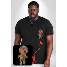 Angemiel Voofoo Bebeği Doll Doldurulmuş Bebek Siyah Büyük Beden Kadın Basic Minimal Baskılı Tişört Siyah