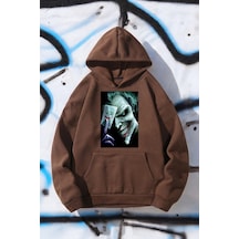 Uyguntarz Poster Baskılı Unisex Oversize Sweatshirt Kahverengi