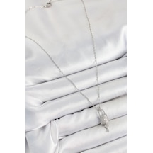 Zarif Kadın İçin Silver Çelik Zirkonlu Kilit Sallantılı Anahtar Stil Kolye Metalik