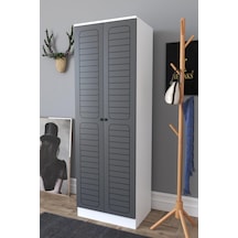 Fuga 2 Kapaklı Elbise Dolabı - Beyaz Gövde Antrasit Kapak