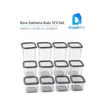 Kare Saklama Kabı 12'li Set Siyah 650-1900 Ml