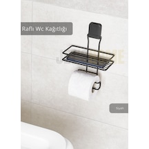 Jet's Home Paslanmaz Raflı Tuvalet Kağıdı Askılığı Wc Kağıtlık Tutucu Siyah Siyah