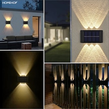 Solar Led Duvar Lambası 2'li Set 6 Led Güneş Enerjili Bahçe Balkon Merdiven Aydınlatma Su Geçirmez