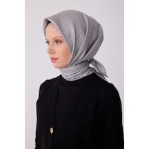 Belli Monogram Desen Saf İpek Twill Eşarp - 2026 İlkbahar-yaz T 4321 Gümüş