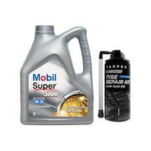 Mobil Super 3000 X1 Formula FE 5W-30 Tam Sentetik Motor Yağı 4 L + Carpex  Lastik Tamir Kiti