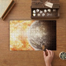 Dünya - Güneş Patlaması Tasarımı 240 Parça Ahşap Puzzle Ahşap Kutuda Mpy50138