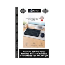 Masaüstü Set Ofis Gereci Teknoloji Bluetooth Kablosuz Klavye Mouse Seti Tmk08 Siyah