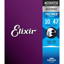 Elixir 11000 Polyweb Bronze Extra Light Akustik Gitar Teli .010-.047