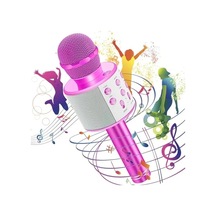 Pembe Renkli Bluetooth Karaoke Mikrofon, Usb Ve Aux Girişli