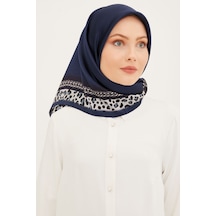 Armine İpek Eşarp 8912d Sura Nostalji Lacivert Beyaz
