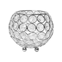 Hg1006-chr Elipse Kristal Dairesel Kase Mumluk, Çiçek Vazosu, Düğün Merkezi, Favor, 10 Cm, Krom