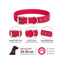 Köpek Boyun Tasması 23-33 Cm Küçük Irk Dokuma Naylon Metal Tokalı D Halkalı - Kırmızı Çok Renkli