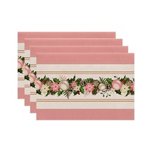 4 Adet Noel Ağaçları Kar Pembe Noel Masa Örtüleri Kış Masa Örtüleri I Diğer