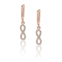 Sonsuzluk Model Zirkon Taşlı Rose Kaplama Bayan Gümüş Küpe 201022761
