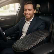 Hyundai Matrix 2001-2010 Deri Oto Kolçak Kılıfı, Kaliteli Süngerli Siyah Nakışlı.