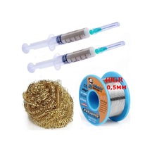 Mechanic/ Lehim Sn63/pb37 40g 0,5mm Havya Ucu Temizleme Teli Lehim Toplama Set01