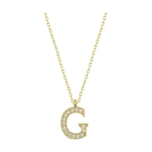 Gümüş Gold G Harfi Kadın Kolye (551188748)