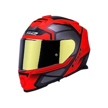 Ls2 Storm 2 Faster Mat Kırmızı Kapalı Motosiklet Kaskı Gold Camlı Kırmızı