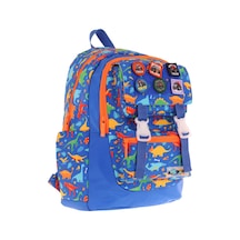 Kaukko Kids Erkek Çocuk Armalı Dinazor Desenli İlkokul Okul Sırt Çantası Dört Bölmeli - Mavi - L5278 MAvi