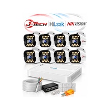 Hilook J-tech H1071 5mp 8'li Akıllı Sesli Ip Kamera Seti Renkli Gece Yüz Araç Hareket Algılama