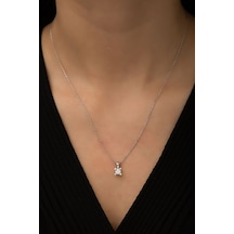 Papatya Silver 925 Ayar Kalp Tırnaklı Gümüş Tektaş Kolye