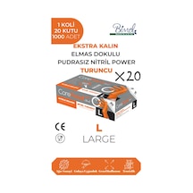Nitril Turuncu Power Pudrasız Muayene Eldiveni L - 1 Koli-20 Paket-1000'li