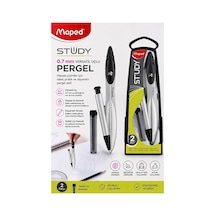 0.7 Uçlu Metal Pergel 1 Adet Maped 119430 Kutulu Metal Pergel Versatil Uçlu Mekanik Kalem Basmalı Uçlu Pergel Matematik Siyah