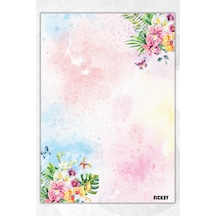 A5 Çiçek Bloknot Çizgisiz Defter - 50 Yaprak - Memopad - Notepad - Not Defteri - Not Kağıdı - 2947 Çok Renkli