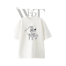 Thewert Skeleton Camera Tasarım Baskılı Ünisex Beyaz Oversize T-shirt
