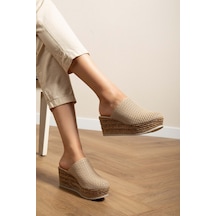 Analin Shoes Kadın Hakiki Deri Burnu Kapalı Dolgu Topuk Terlik Bej Analin Shoes Kadın Hakiki Deri Burnu Kapalı Dolgu Topuk Terlik Bej